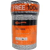 Gallagher Electric Fence Wire &mdash; 1,640ft (500m) Polywire for Livestock, Horses &amp; Cattle | 6 Stainless Steel Strands | Poly Wire UV &amp; Rust Resistant | 1/16" Diameter