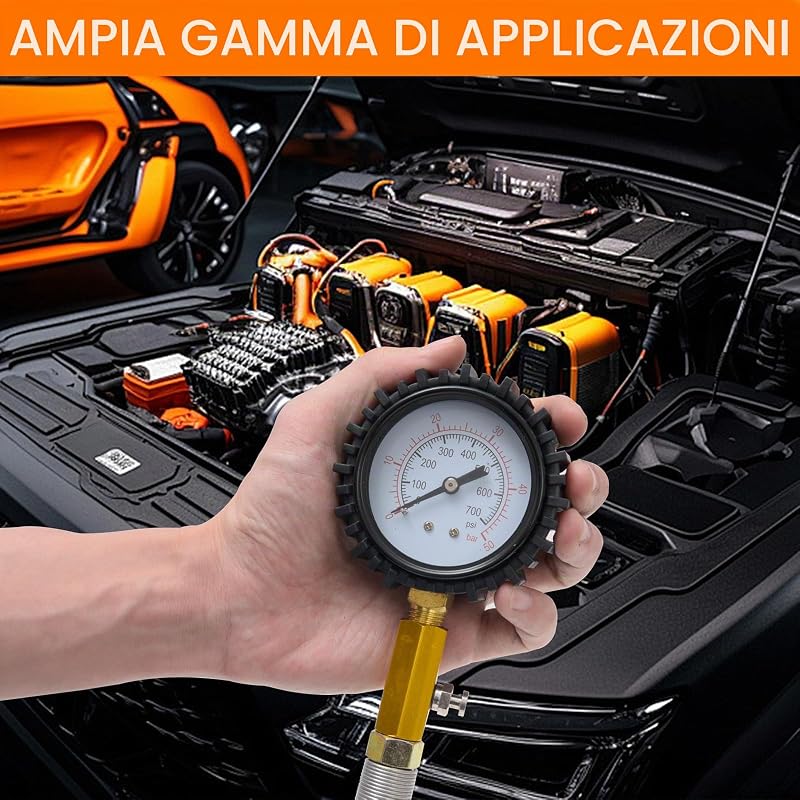 46pz Tester Compressione e Perdite per Motori a Benzina & Diesel, Prova Compressione Motore, Tester di Perdita di Pressione per la Maggior Parte di Auto, Camion, Motociclette