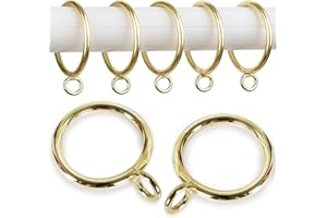 LEPEVNEY Gold Curtain Rings Metal Drapery Ring for Curtain Rods Gold Tone, Inner Diameter 1 Inch 24 Pcs