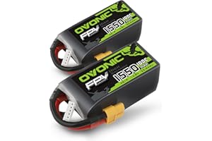 OVONIC 4s Lipo Battery 100C 1550mAh 14.8V Lipo Battery with XT60 Connector for RC FPV Racing Drone Quadcopter(2 Packs)