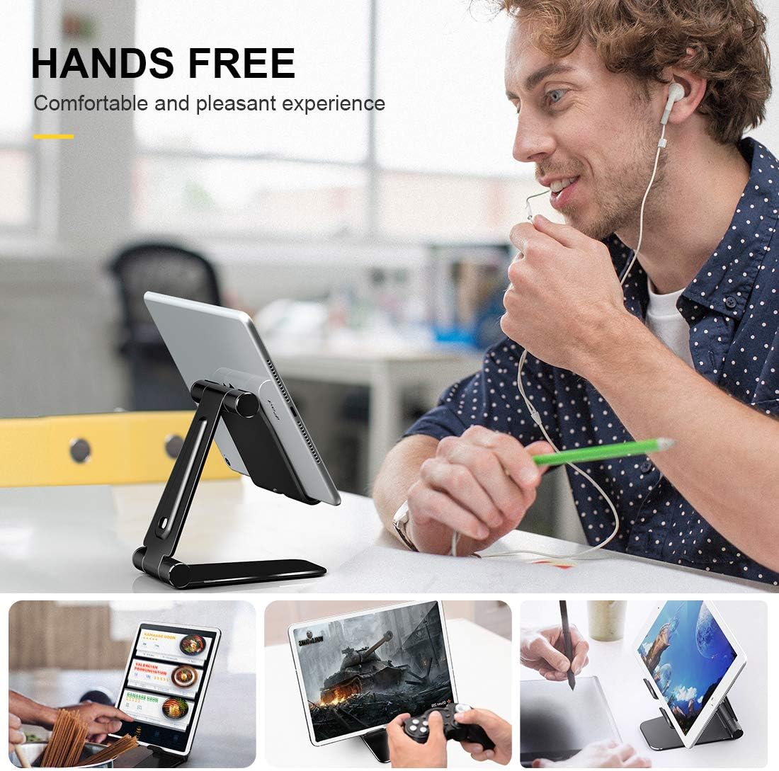 Humixx Tablet Stand, Dual Adjustable Phone Stand [Sturdy No-Slip/Shaking] Foldable Holder Dock Compatible with iPad Pro 12.9 Mini Air Samsung Galaxy Kindle Fire Nintendo Switch Pad 4-13 Inch Tablets: Home Audio & Theater