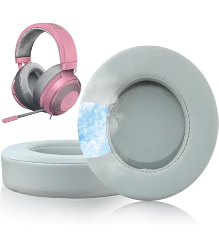 Coussinets De Rechange En Gel Rafraîchissant Pour Casque Razer Nari, Kraken Kitty - Mousse Mémoire De Forme, Isolation Sonore, Facile à Installer - Gris