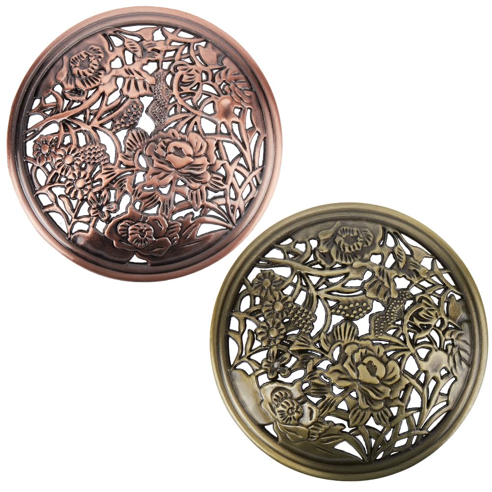 GORGECRAFT 2PCS 2 Colors Candle Toppers Scented Candles Cover Peony Flower Jar Lid-Help Shade Sleeves Bronze Red Copper Color Alloy Candle Toppers Gifts for Women Help Jar Candles Melt Evenly Space
