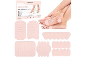 DINSUMRUG Moleskin Adhesive Pads for Feet, 44 pcs Blister Prevention Padding Kit 6 Shapes, Blister Bandages Mole Skin Patch Tape Stickers for Heel Toe Shoe Reduce Friction (9 Sheets, 44 Pieces Total)