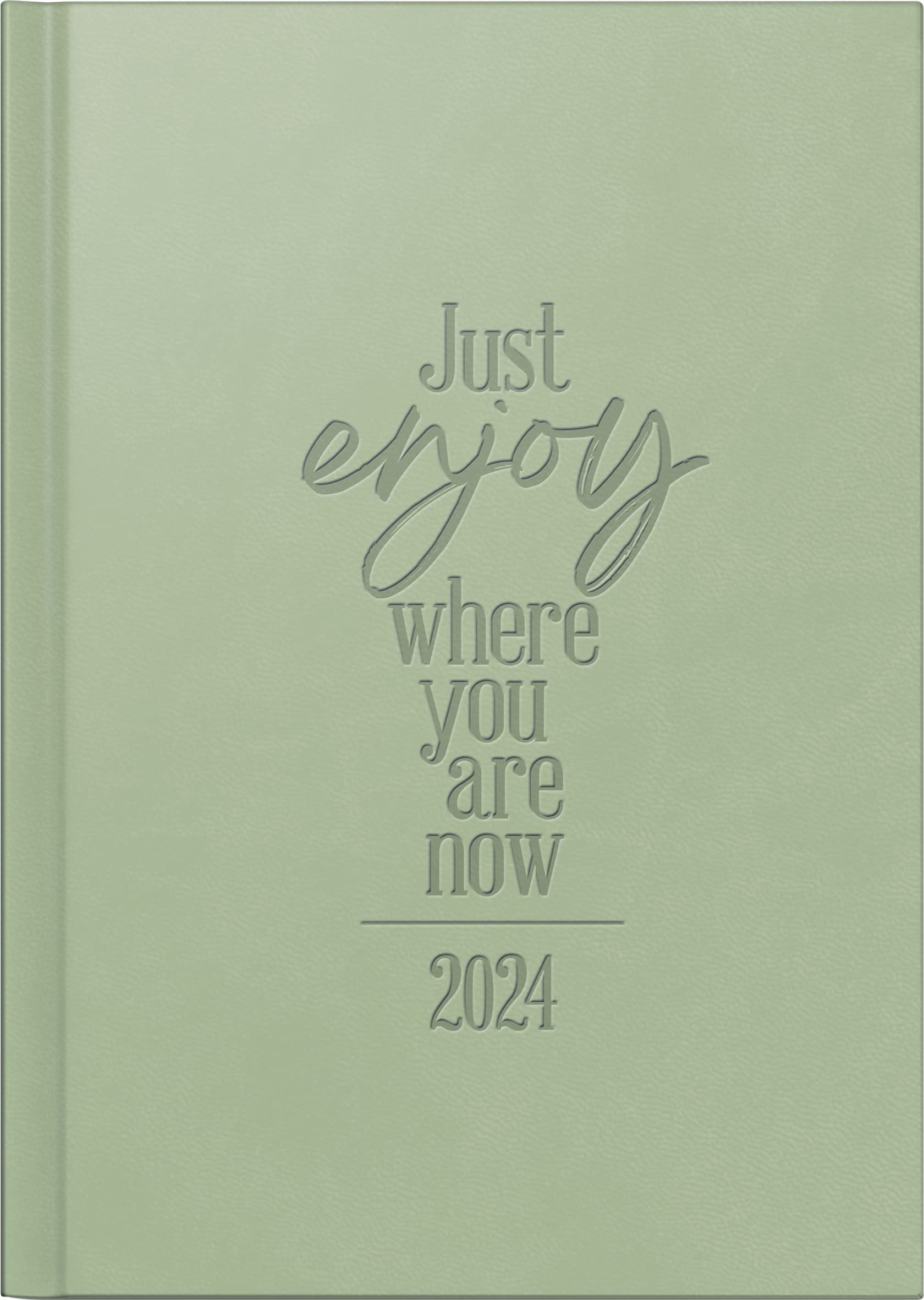 rido/idé Weekly calendar "Just Enjoy" model futura 2 2024, 2 pages = 1 week, sheet size 14.8 x 20.8 cm, green