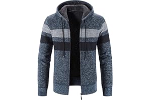 Kinkia Men's Zip Up Hooded Fleece Cardigan Sweater Winter Warm Sherpa Lined Jacket Coat Hoodies with Pockets
