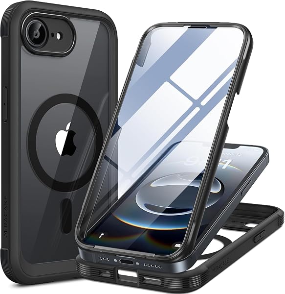 Miracase for iPhone 17e Case & iPhone 16e Case, Full-Body Phone with Built-in Glass Screen Protector, [Magnetic with MagSafe]