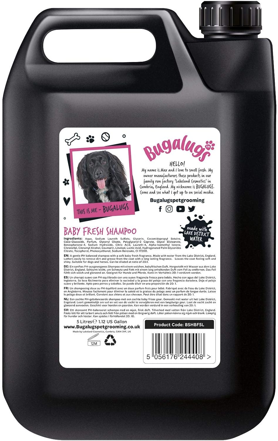 BUGALUGS Baby Fresh Dog Shampoo 5 Litre grooming products for smelly dogs with baby powder scent best puppy shampoo baby fresh - Image 3