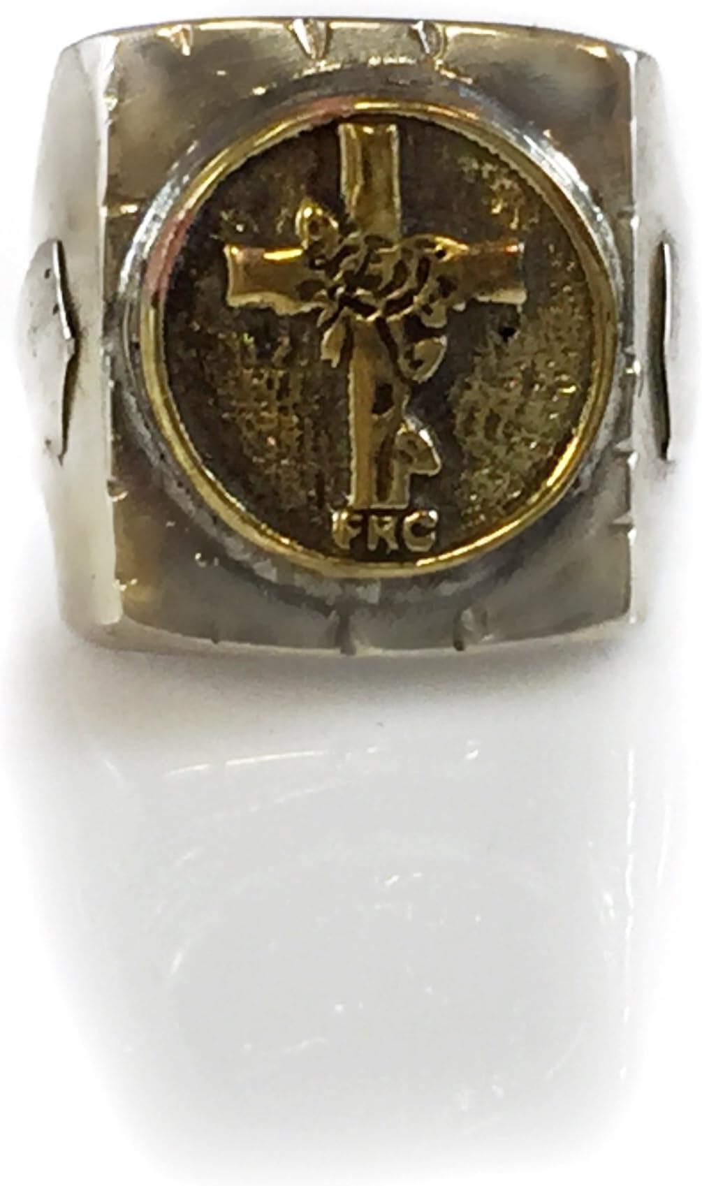SILVERLAND1 Vintage Rosicrucian Rose Croix Cross Brass & Sterling Silver 925 Ring by Ezi Zino