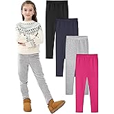 Resinta 4 Pack Girls Winter Warm Fleece Lined Leggings Thick Thermal Tights Pants Soft Stretchy Leggings