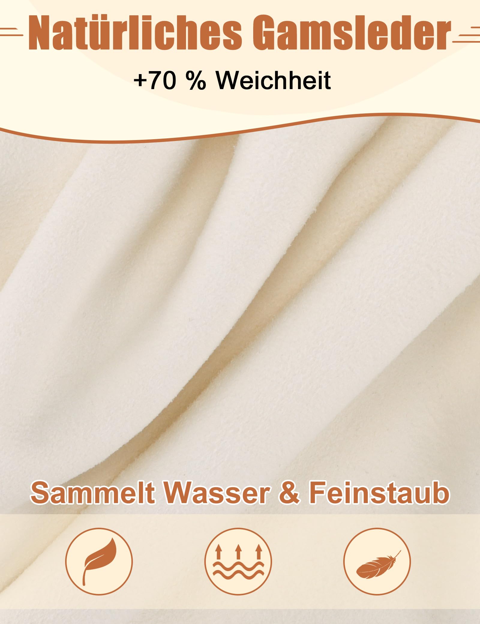Turnart Auto Reinigungstuch Fensterleder Autoleder Tücher aus echtem Leder (S/50×40cm) 3