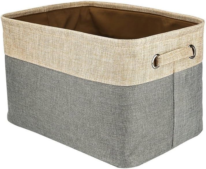 Shelf Basket, Wintao Collapsible Linen Fabric Toy Storage Box Clothes Organizer with Hands For Magazines, Stationery and More