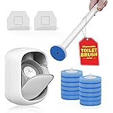 Toilet Cleaner Wand, Disposable Toilet Brush and Holder Set, Toilet Bowl Cleaner Brush, Wall Mounted Toilet Brush Set, Toilet Wand Kit with 12 Refill Heads, Toilet Wand Holder for Home and RV Use