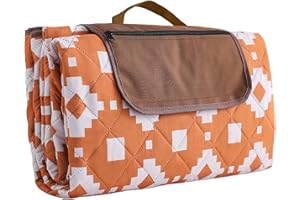 EERKEOD Picnic Blankets 80"x80" Extra Large Outdoor Blanket Waterproof Foldable Picnic Blanket for Camping on 3 Layer Thick Outdoor Rug for Beach Hiking, Handy Mat Tote with Zipper Pocket & 4 Stakes