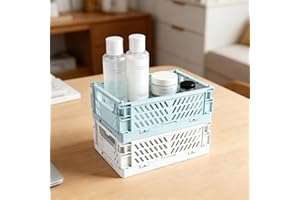 Stackable and Foldable Plastic Storage Frame 2-piece Set, Multi Scene Foldable Organizer, Suitable for Home Office Kitchen Dr