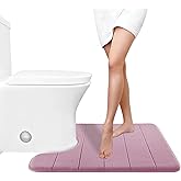 Yimobra Memory Foam Toilet Bath Mat U-Shaped, 24 X 20 Inches,Soft and Comfortable, Super Water Absorption, Non-Slip, Machine Wash and Easier to Dry for Bathroom Commode Contour Rug, Mauve
