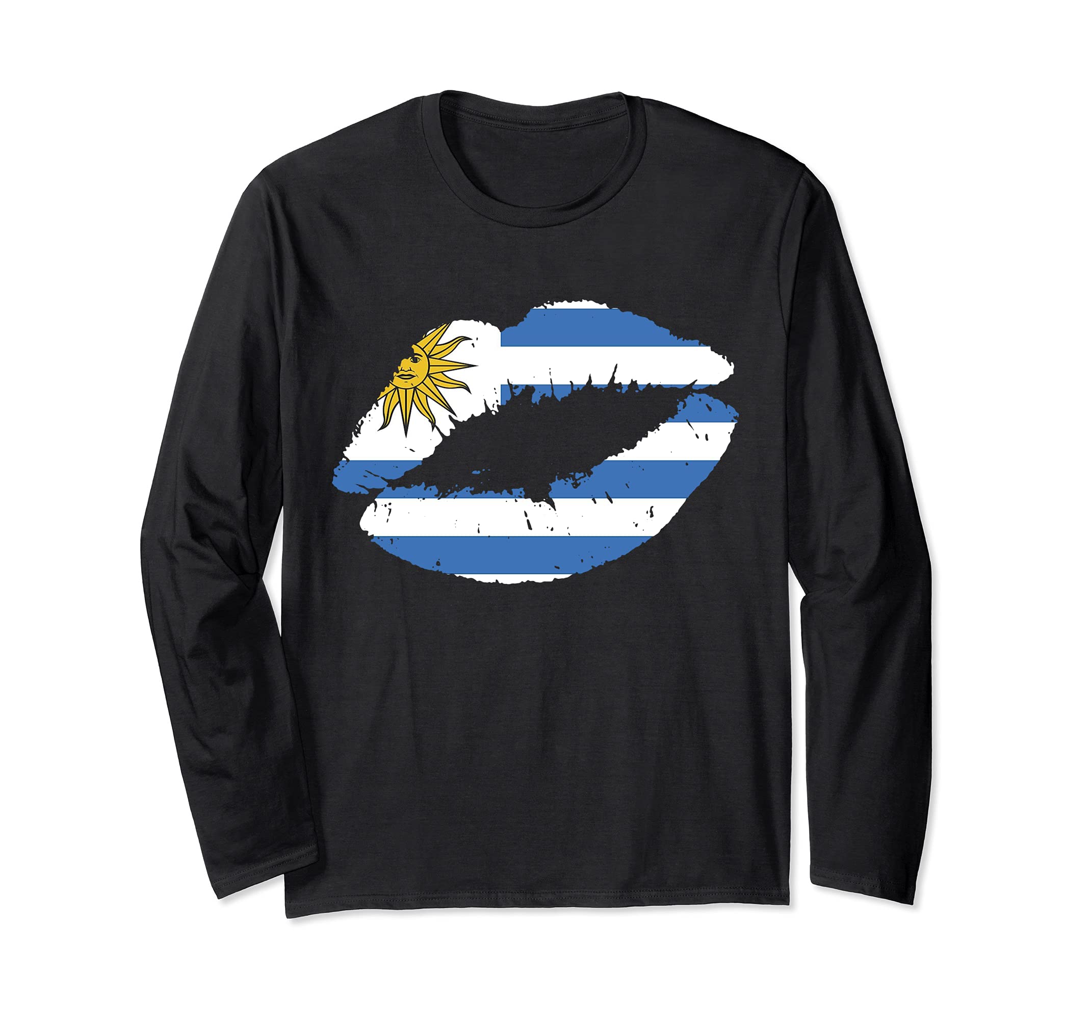 Uruguay Lips Kiss Uruguayan Flag Pride Soccer Fan Gift Long Sleeve T-Shirt