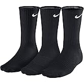 NIKE Unisex Performance Cushion Crew Training Socks (3 Pairs), Black/White, Medium