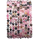 BEADIA Faceted Natural Tourmaline Stone Round Loose Semi Gemstone Beads for Jewelry Making 3-3.5mm 38cm