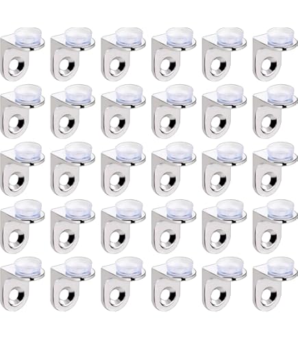 Glass Shelf Clips 50 Pack - 90 Degree Right Angle Brackets With Suction Cups