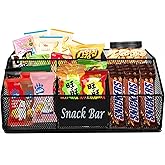 Snack Organizer for Countertop,Metal Snack Bar Station Organizer for Pantry Cabinet, 5-Compartment Storage Basket and Storage Bins, Multi-Use Cabinet Organizers and Storage for Kitchen,Party,Office