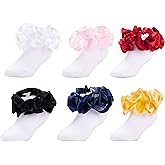 Dicry Toddler Girls Double Lace Socks with Ripple Cuffs and Big Ruffle for Infants and Kids