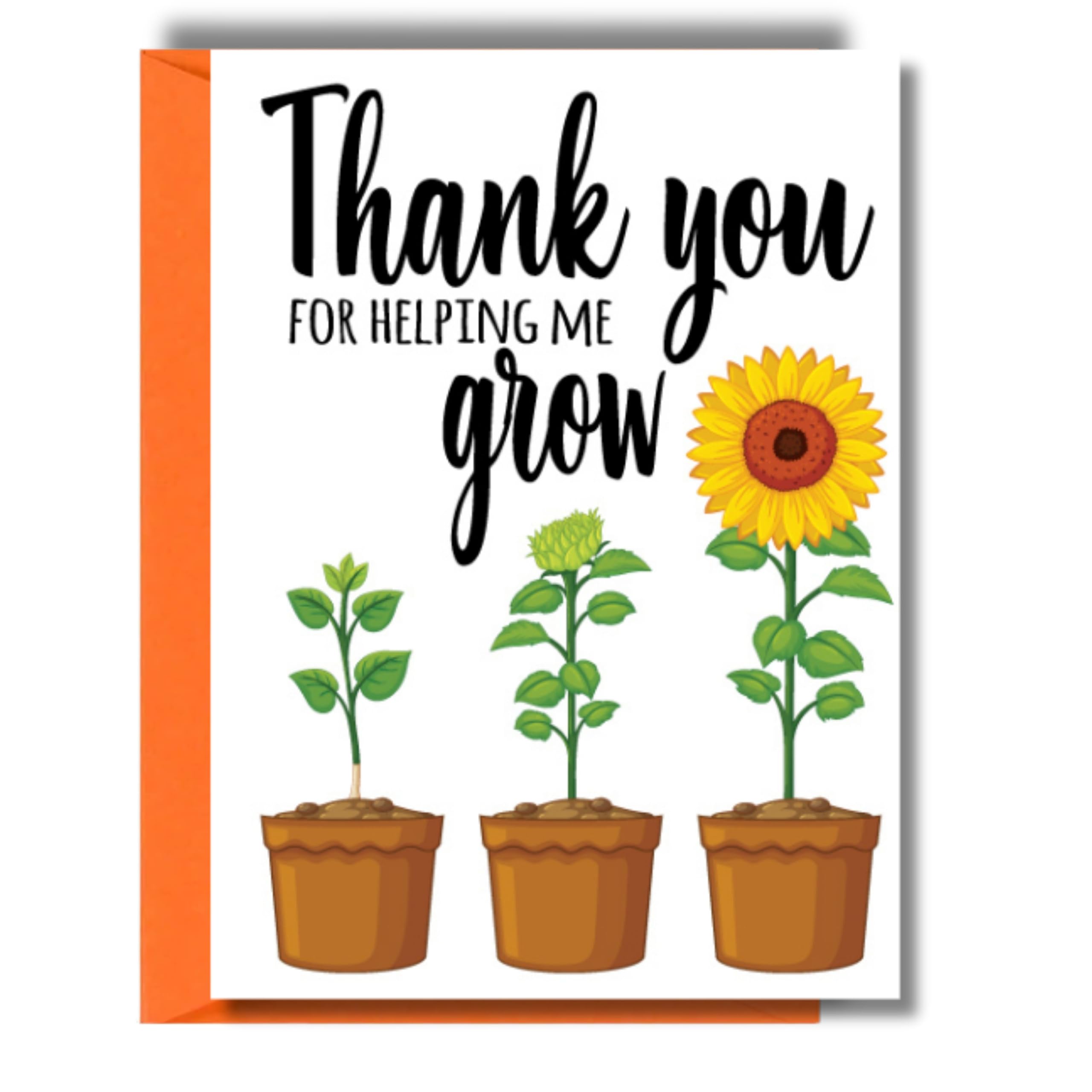 Teacher thank you card collection appreciation teaching assistant nursery mentor end of term leaving school card (Thank you for helping me grow)