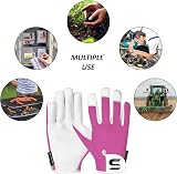 SAWANS Leather Gardening Gloves Thorns Proof for Women Men Pink M view 5