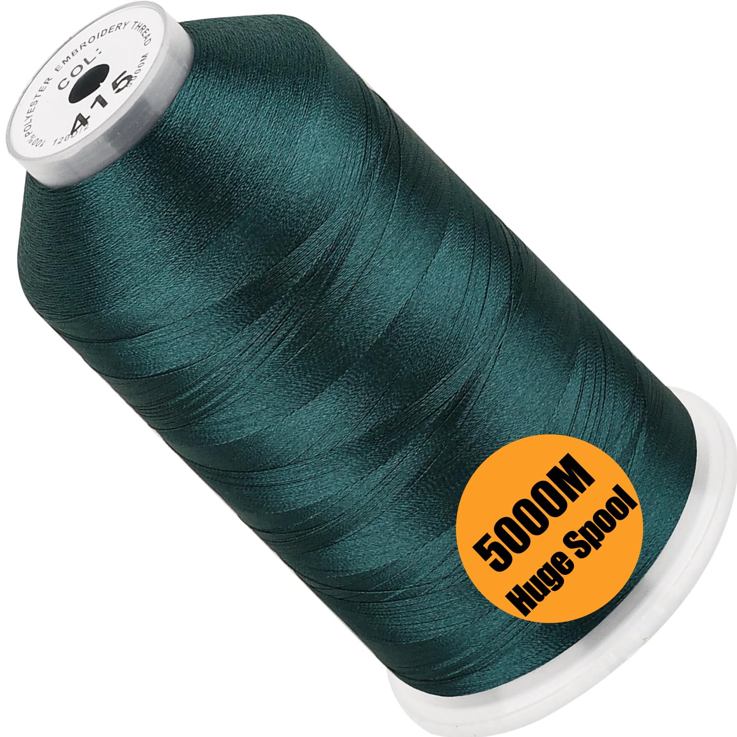 Photo 1 of New brothread - Single Huge Spool 5000M Each Polyester Embroidery Machine Thread 40WT for Commercial and Domestic Machines - Peacock Blue