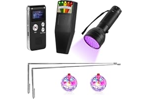 QQKISSSKY 7-in-1 Ghost Hunting Equipment Kit for Paranormal Enthusiasts,Includes EMF Meter,EVP,Dowsing Rods,UV Light & Cat Balls-Novelty Set for Entertainment Use