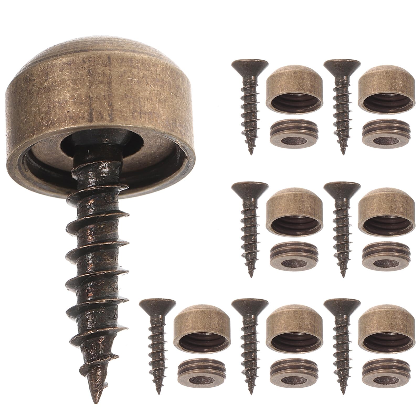 Copper Screws 1 Set Mirror Screws Brass Decorative Screw with Caps Mirror Fixing Screws 9mm Self-Tapping Screws for Fixing Mirror Cabinet Door Screw Caps