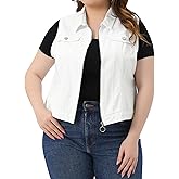 Agnes Orinda Plus Size Denim Vest for Women Sleeveless Zip Up Button Down Waistcoat Jeans Jackets Vests