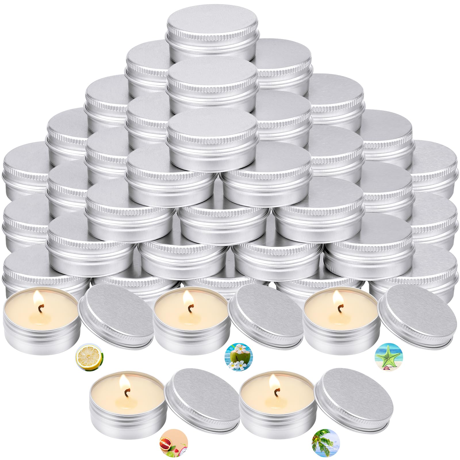Photo 1 of MTLEE 50 Pcs Wedding Scented Candles Gift Travel Tin Candle Aromatherapy Candle for Christmas Winter Baby Shower Favors Wedding Gifts(Cool Flavor)