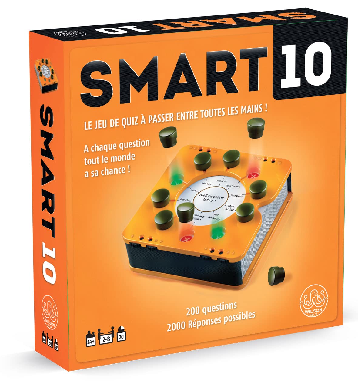 Wilson jeux -Smart 10 Classic French Version | Fun and Compact Quiz Game - Nomad Quiz Game for 2 to 8 Players from 14 Years | Quiz Game with 100 Double-Sided Question Cards MA001