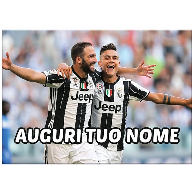 title=CIALDA in ostia per Torta JUVENTUS Dybala Higuain- da PERSONALIZZARE 21X29,7 cm