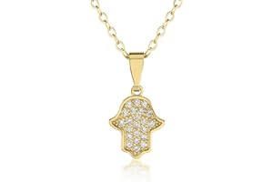SURI Stylish Hamsa Necklace, Hamsa Hand Necklace | Available in Gold-Filled or Silver Stainless Steel | Evil Eye Hamsa Pendant | Charm Jewelry Gift for Women