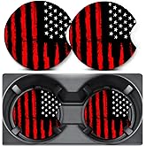 2 Pack Car Coasters for Cup Holders,American Flag Car Cup Holder Coasters,2.75" Universal Size Anti Slip Rubber Mat,Car Cup Holder Decal Decor Accessories,Car Accessories Interior for Women Men