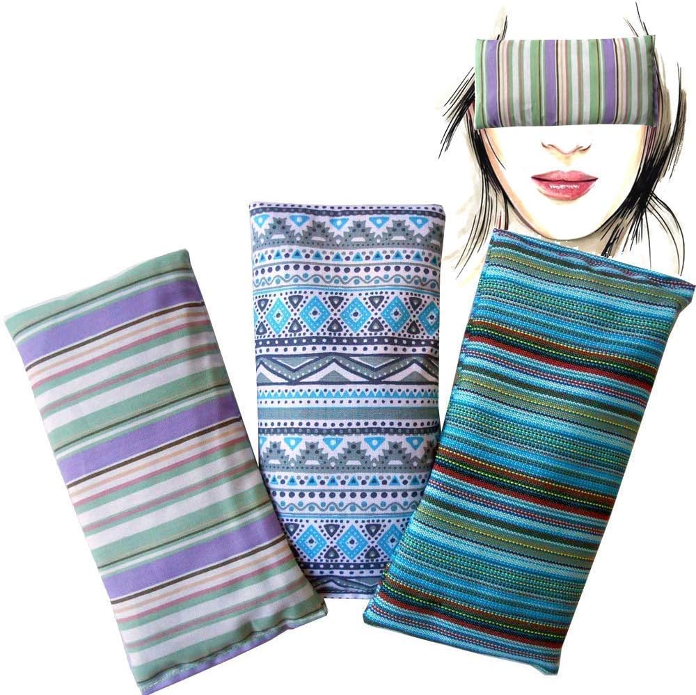 Eye Pillow "Pack 3 Lines". Lavender and Rice Seeds. For Yoga, Meditation, Relaxation, Eye Rest