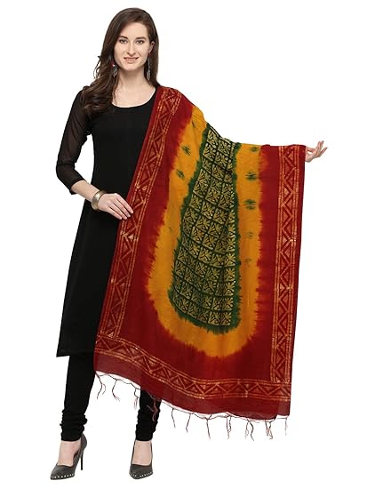 KANCHNAR Womens Printed Cotton Silk Dupatta