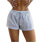 SHENHE Women's Striped Drawstring Casual Loose Fit Elastic Waist Lounge Beach Vacation Daily Shorts