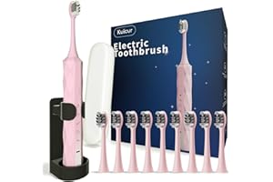 KUICUR Diamond Style - Sonic Electric Toothbrush for Adults & Kids, Rechargeable Electric Toothbrush with 10 Brush Heads & Travel Case, Teeth Whitening, Power Electric Toothbrush with Holder