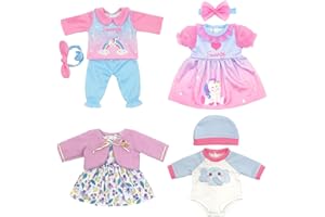 Baby Doll Clothes and Accessories with Hat Coat, Headband 4-Packs for 18 Inch Girl Doll and 14-16 inch Baby Doll (Not Include