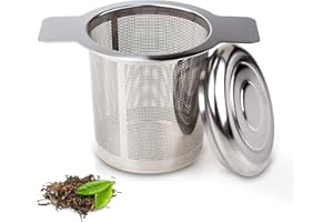 GOOOA Extra Fine 18/8 Stainless Steel Tea Infuser Mesh Strainer with Large Capacity & Perfect Size Double Handles for Hanging