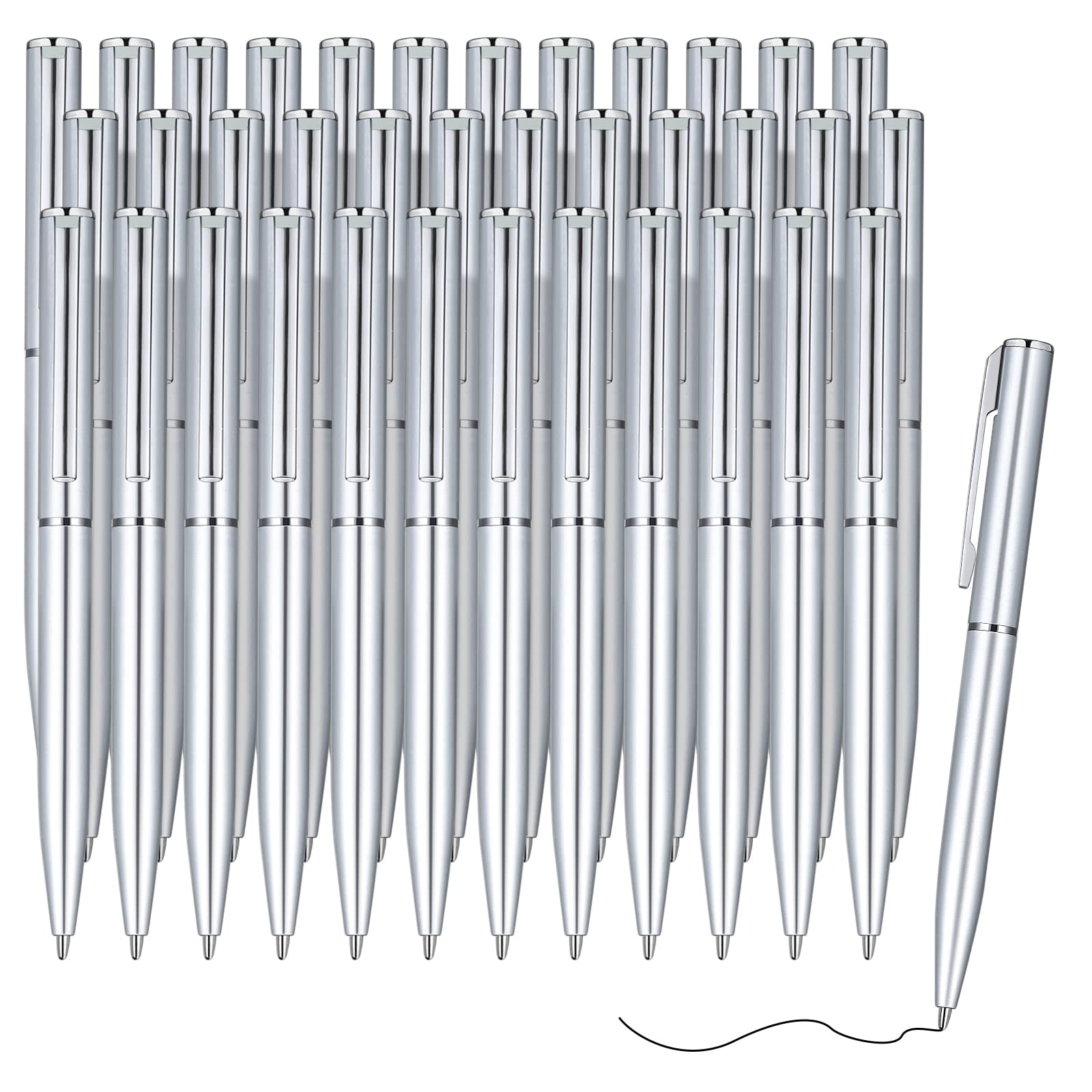 Photo 1 of Teling 36 Pcs Small Ballpoint Pen Mini Pens Bulk 4 Inch Short Tiny Small Writing Tool Black Ink for Pocket Notebook Notepads School Office(Silver,Classic Style)