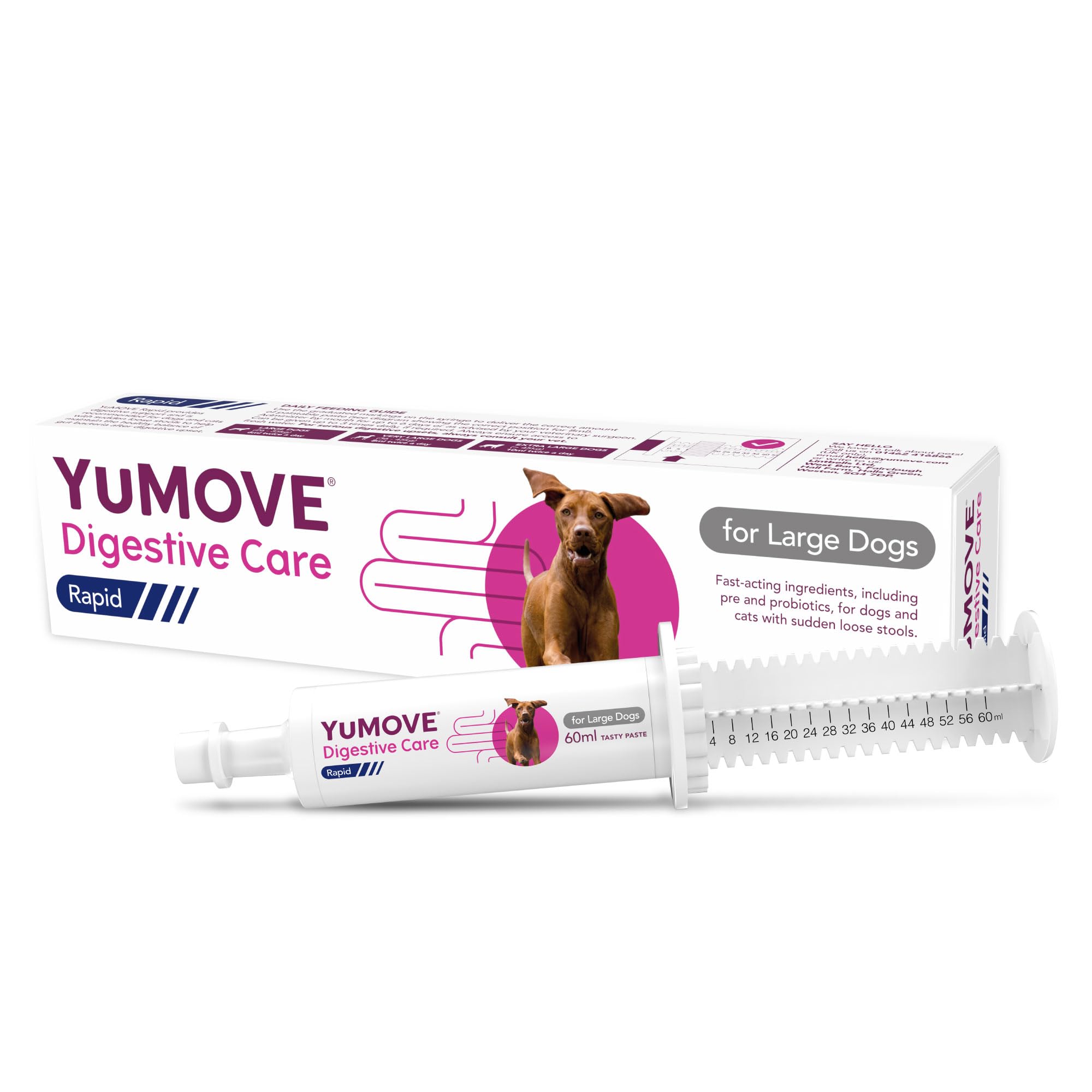 YuMOVE Digestive Care Rapid Dog Probiotic Paste for Gut Health, Digestive Supplements with Fast-Acting Ingredients for Large Dogs, 60ml