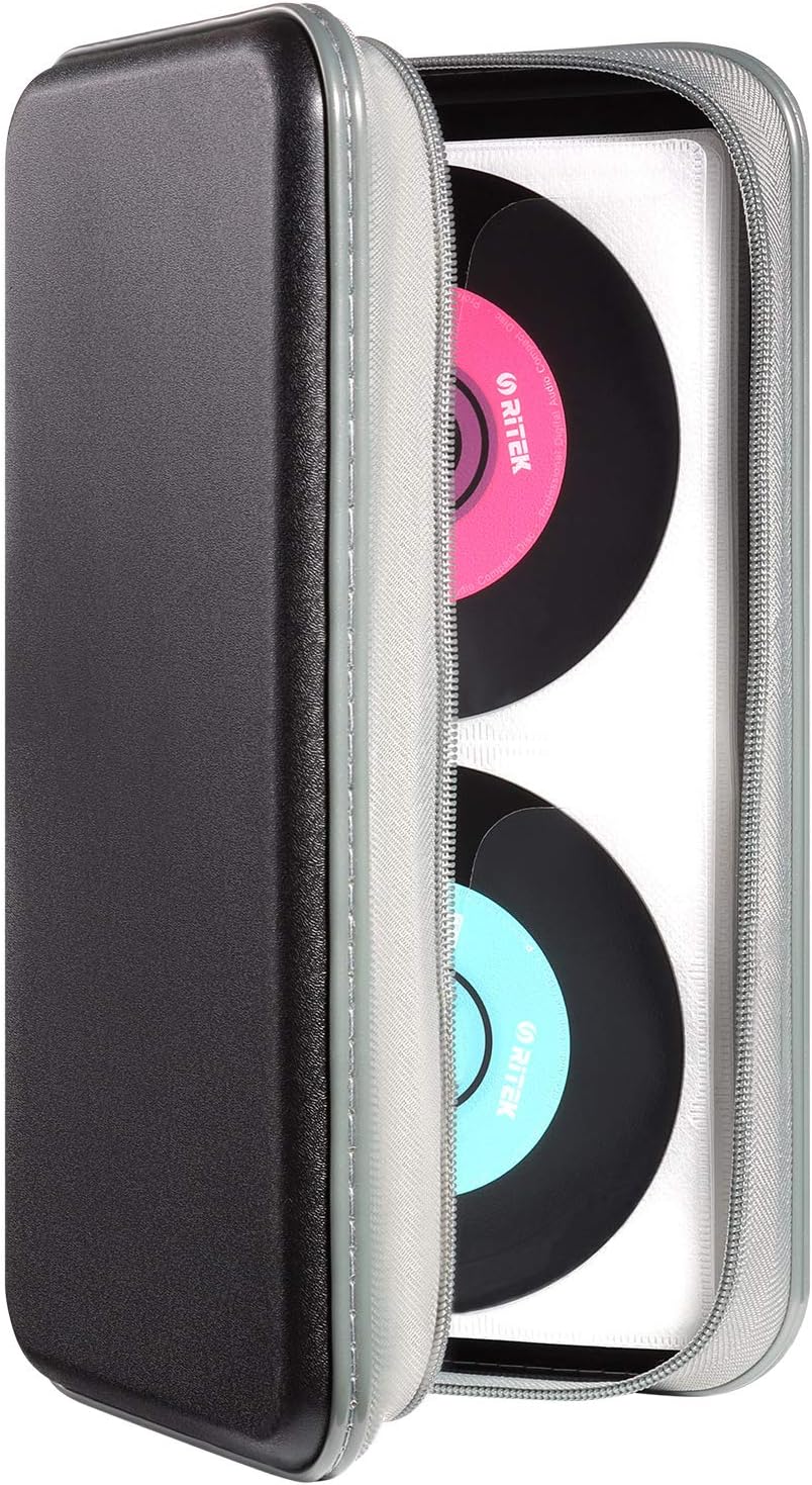 UENTIP 96 Capacity CD Case,Portable DVD Hard Plastic Case Holder CD Organizer Wallet Protective DVD Storage (96, Black): Electronics