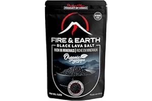Fire & Earth - Organic Black Lava Salt - 1.0lb - Hawaiian Lava Black Sea Salts - Black Salt,- Gourmet Finishing Salts for Sea