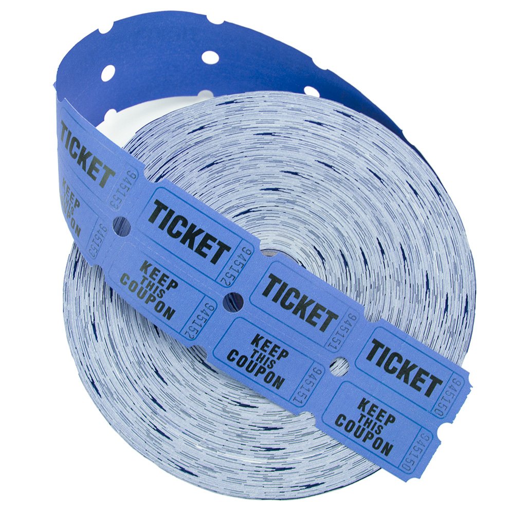 2000 Blue Two Part Double Roll Raffle Tickets 50/50