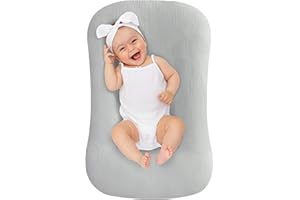 UBBCARE Muslin Baby Lounger Cover, Baby Nest Sleeper Cover for Baby Boys and Girls, Washable Slipcover Fit Infant Lounger, Organic Lounger Cover for Newborn - Grey