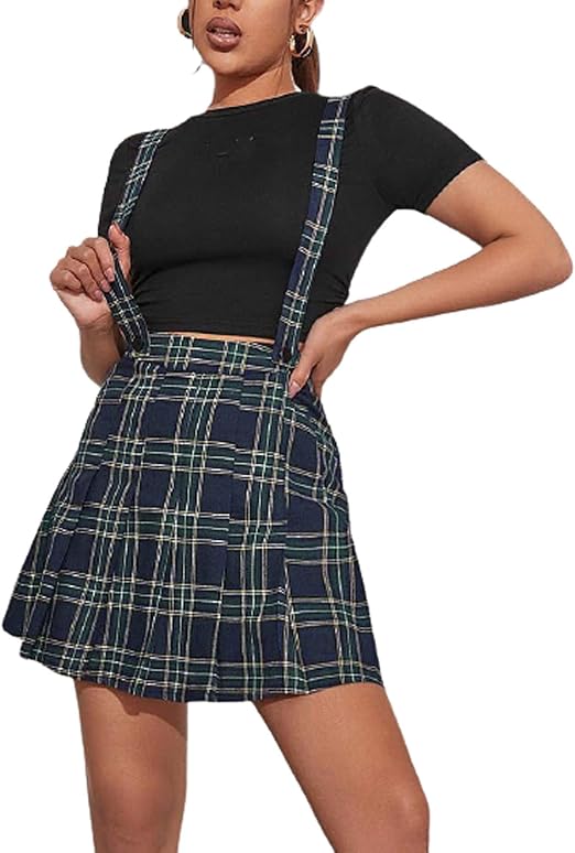 plaid pinafore skirt